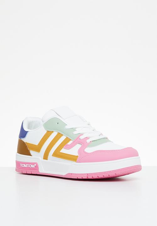 Tom Tom - Low cut colour block sneaker - white/sage/multi