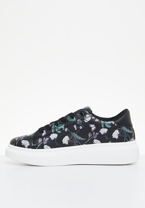 Tom Tom - Floral flatform sneaker - black