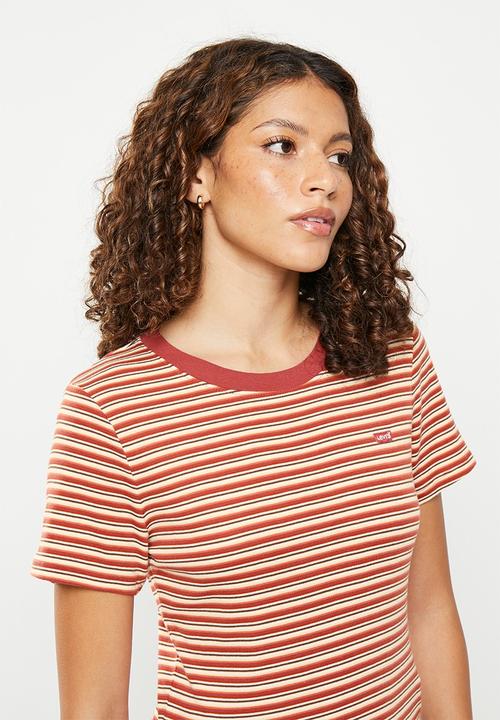 Levi’s® - Short sleeve rib baby tee - coriander stripe earth red