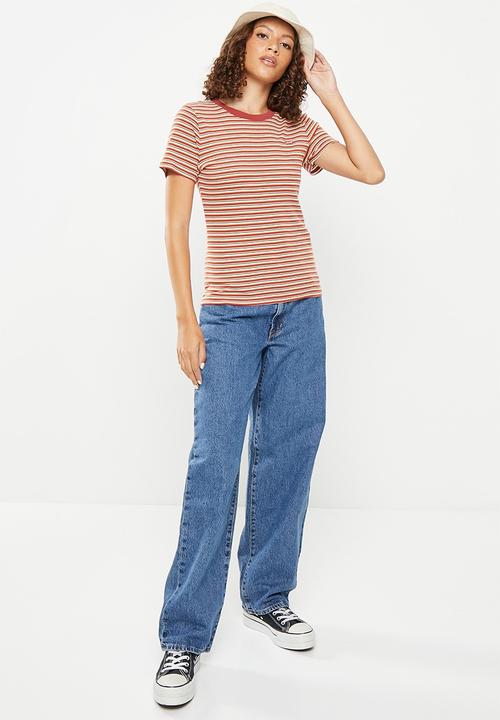 Levi’s® - Short sleeve rib baby tee - coriander stripe earth red