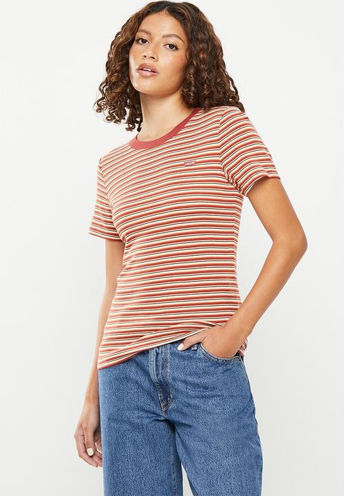 Levi’s® - Short sleeve rib baby tee - coriander stripe earth red