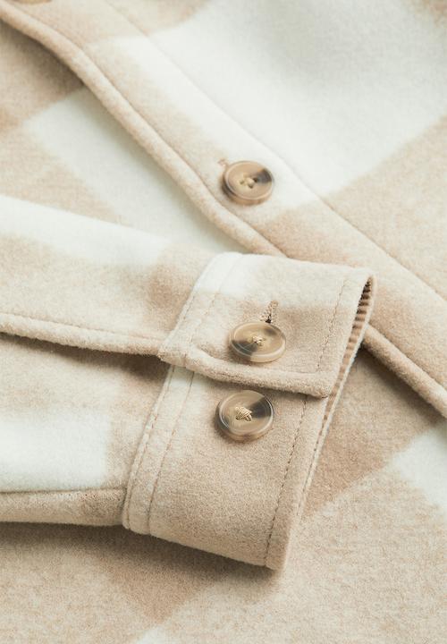 H&M - Relaxed fit overshirt - white/beige checked