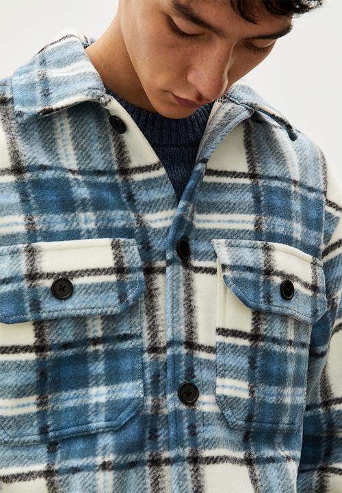H&M - Relaxed fit overshirt - white/blue checked