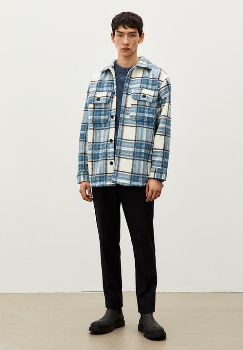 H&M - Relaxed fit overshirt - white/blue checked