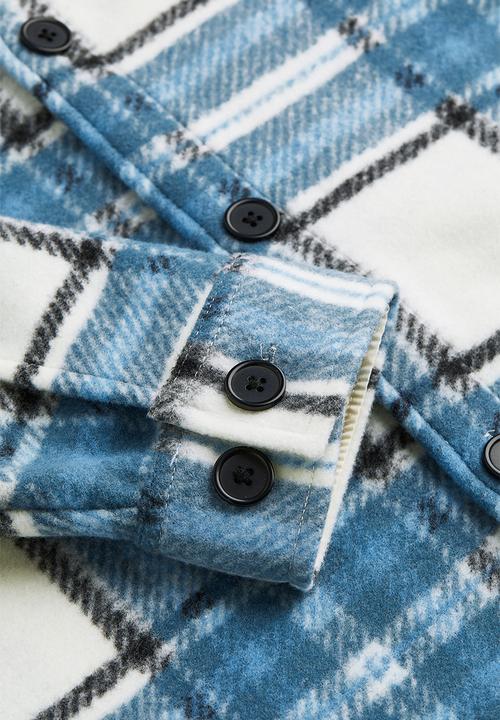 H&M - Relaxed fit overshirt - white/blue checked