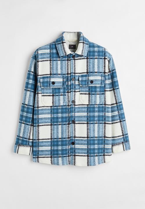 H&M - Relaxed fit overshirt - white/blue checked
