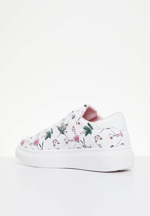 Tom Tom - Floral flatform sneaker - white