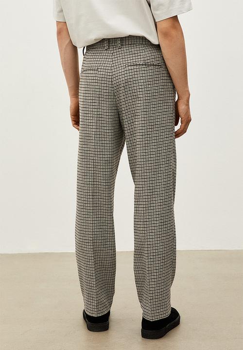 H&M - Relaxed fit wool-blend trousers - green/black checked