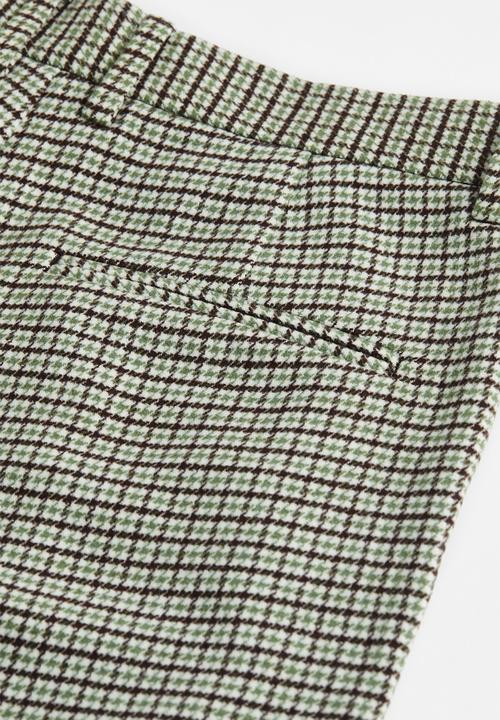 H&M - Relaxed fit wool-blend trousers - green/black checked