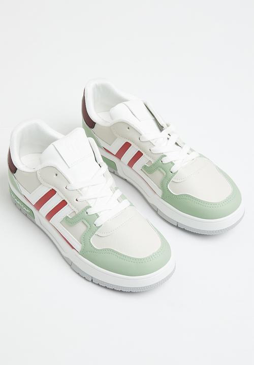 Tom Tom - Low cut colour block sneaker - beige/sage multi