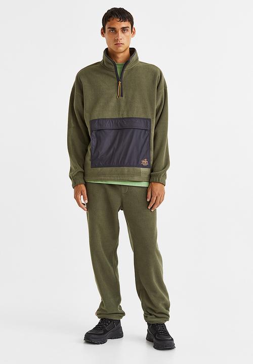 H&M - Relaxed fit fleece joggers - khaki green