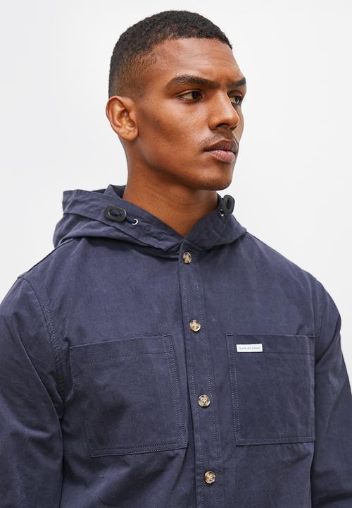 Lark & Crosse - Hooded peached twill shacket - navy