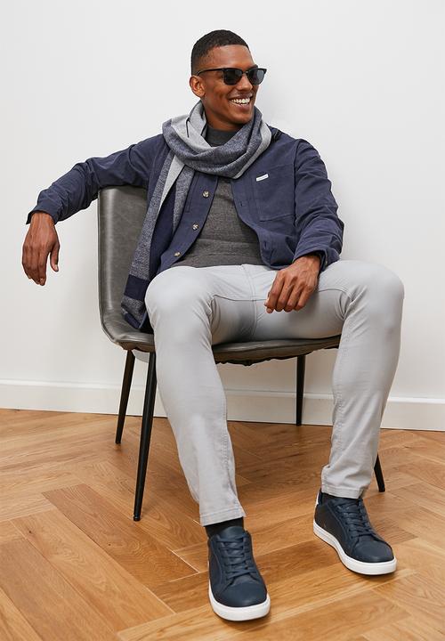Lark & Crosse - Hooded peached twill shacket - navy