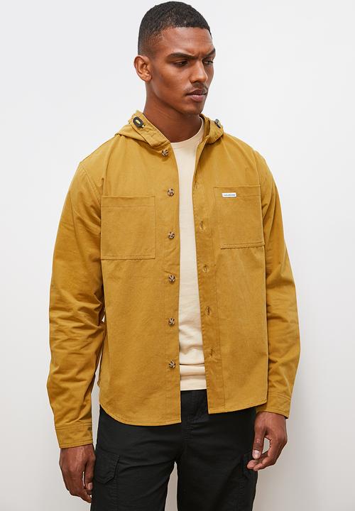 Lark & Crosse - Hooded peached twill shacket - taupe
