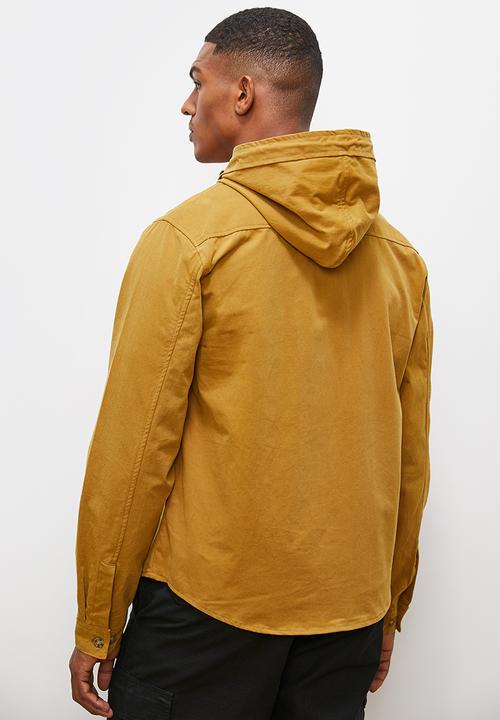 Lark & Crosse - Hooded peached twill shacket - taupe