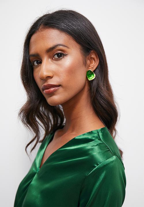 edit - Satin wrap blouse - emerald green