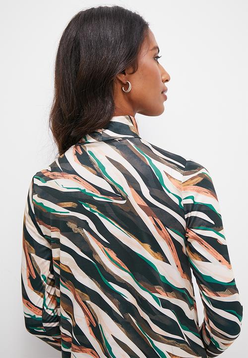 edit - Printed poloneck top - multi colour brush stroke