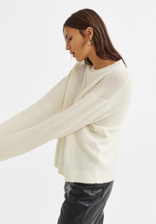 H&M - Beaded jumper - cream/beads