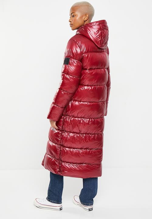 Superdry. - Code xpd longline puffer jacket - dark berry
