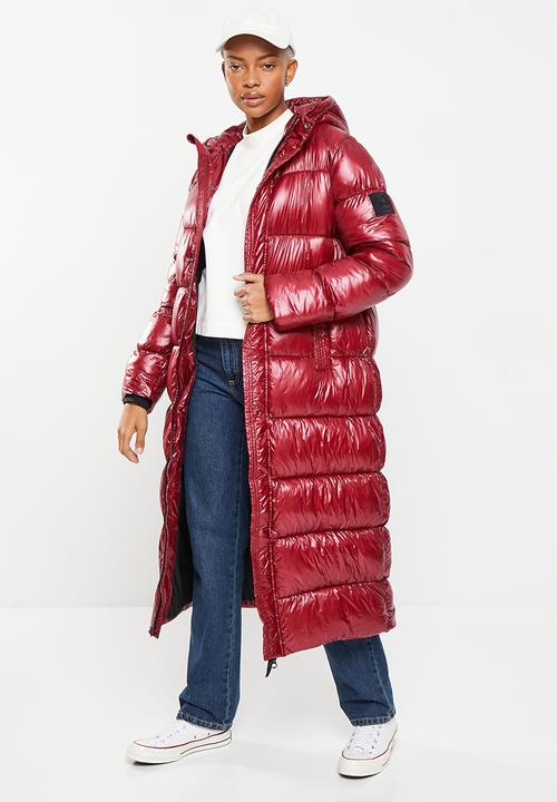 Superdry. - Code xpd longline puffer jacket - dark berry
