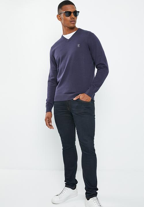 Pringle of Scotland - The roger long sleeve core v-neck - blue