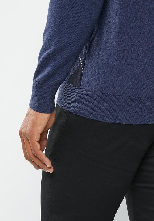 Pringle of Scotland - Long sleeve crew neck argyle - navy