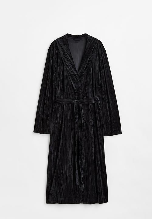 H&M - Velour dressing gown - black