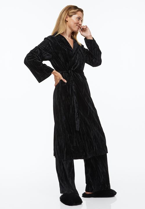 H&M - Velour dressing gown - black