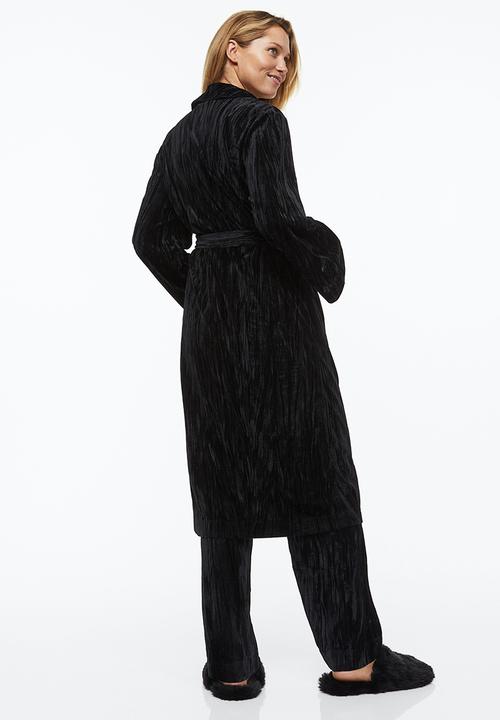 H&M - Velour dressing gown - black