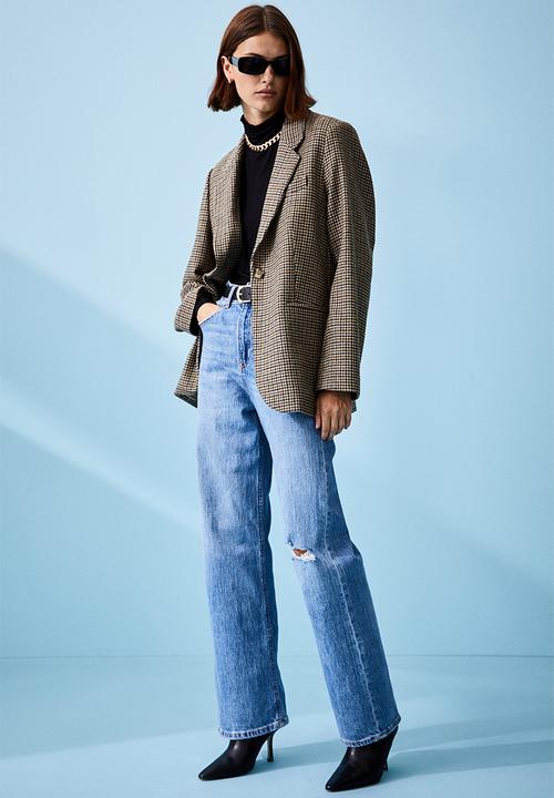 H&M - Single-breasted blazer - light beige/checked
