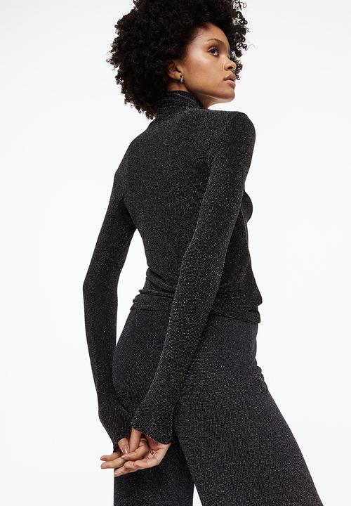 H&M - Polo-neck top - black/glittery