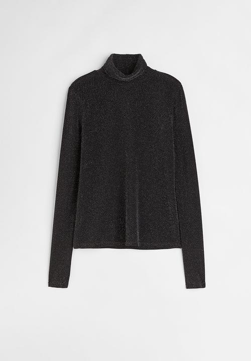 H&M - Polo-neck top - black/glittery
