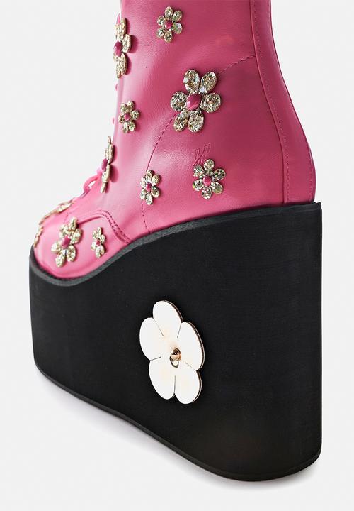 Koi Footwear - Lotus junkie flatform boot - pink flowers