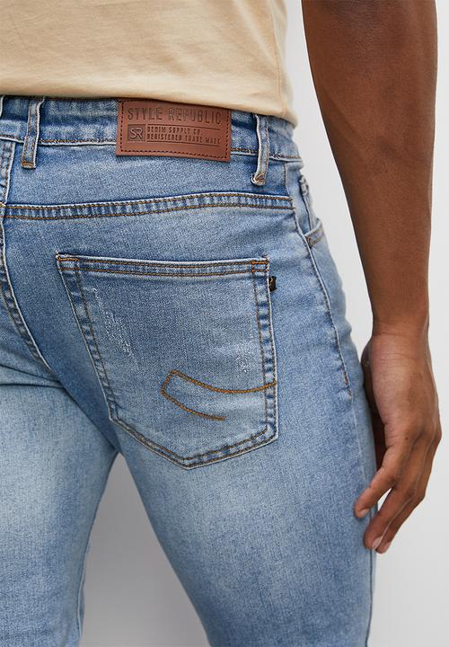 STYLE REPUBLIC - Fashion skinny ripped denim - mid blue