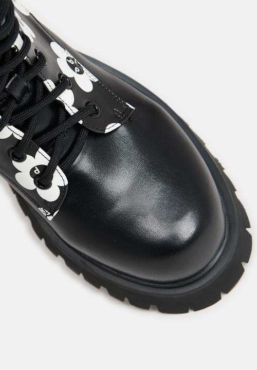 Koi Footwear - Absent presence lace up boot - black flowers
