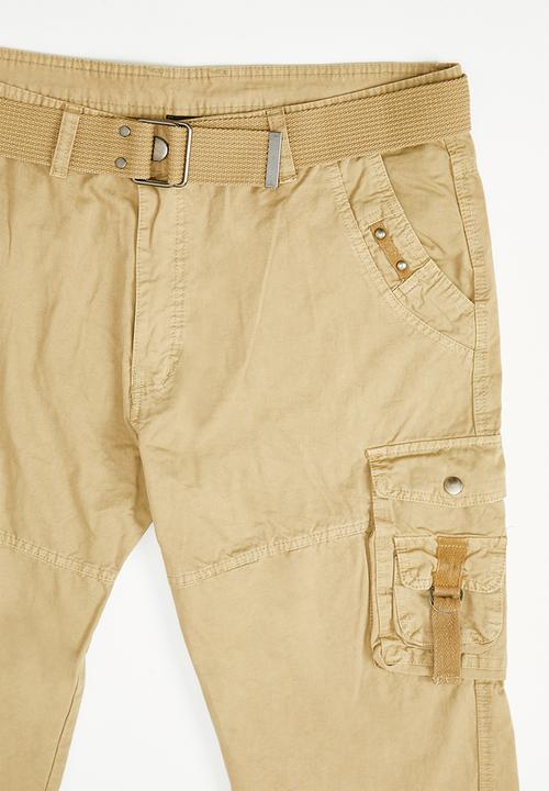 basicthread - Enzyme washed utility plus belted chino - khaki