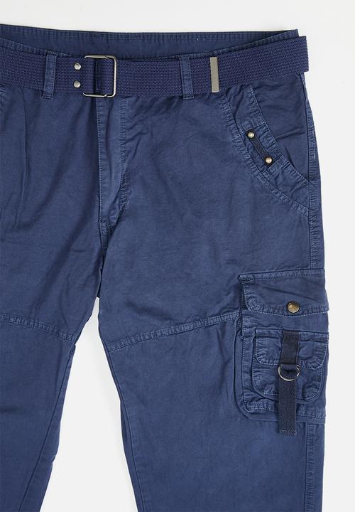 basicthread - Enzyme washed utility plus belted chino - navy
