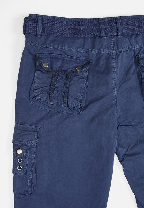 basicthread - Enzyme washed utility plus belted chino - navy