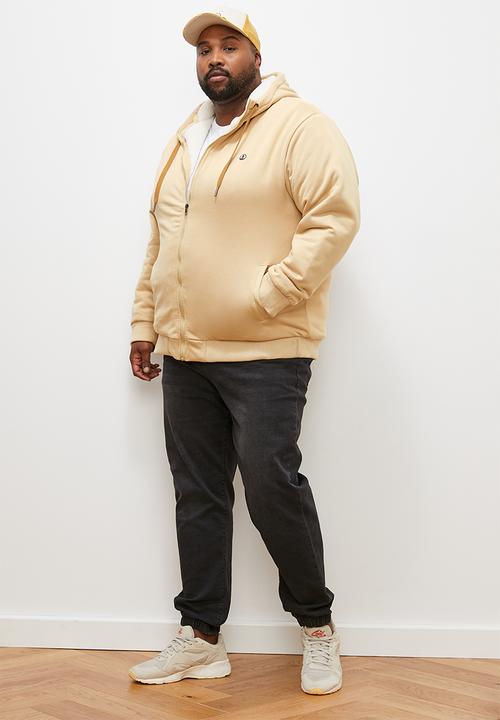 Lark & Crosse - Themba sherpa lined zip through hoodie - taupe