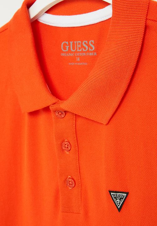 GUESS - Short sleeve polo - techno orange