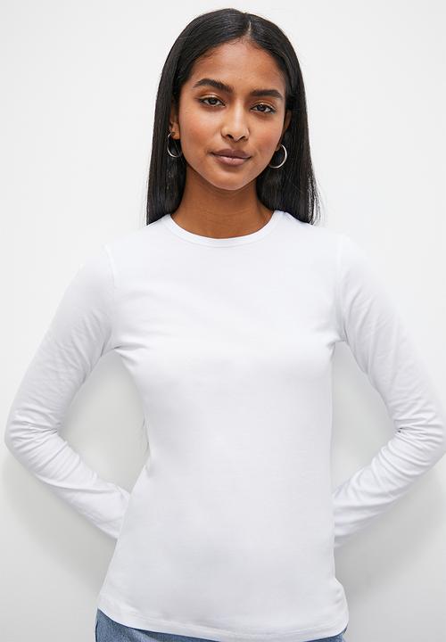 Superbalist - 2 Pack long sleeve crew neck cotton lycra top - black and white
