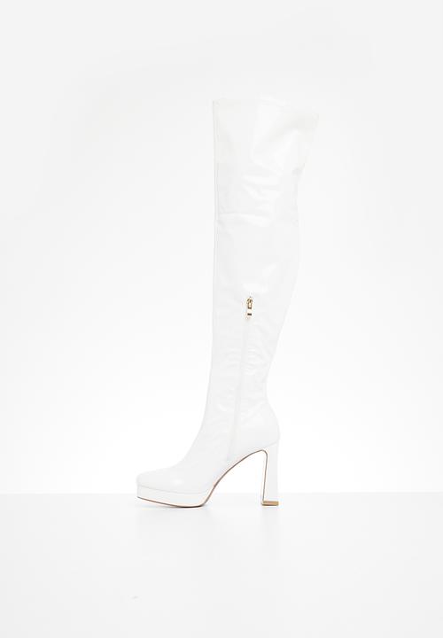 Plum - Raida over the knee platform boot - white