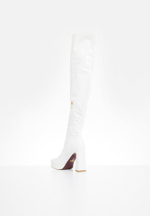 Plum - Raida over the knee platform boot - white