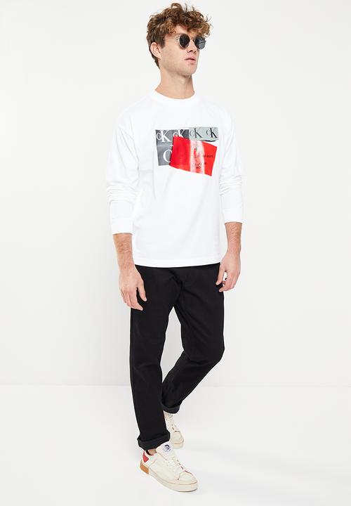 Calvin Klein - Disrupted ck box urban ls tee - bright white