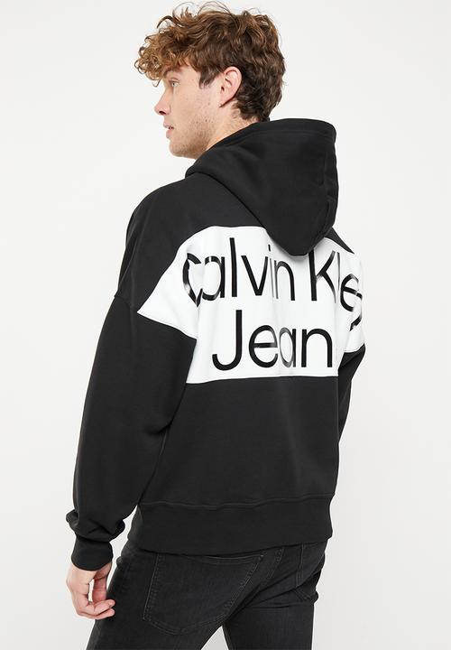 Calvin Klein - Bold logo colorblock hoodie - black