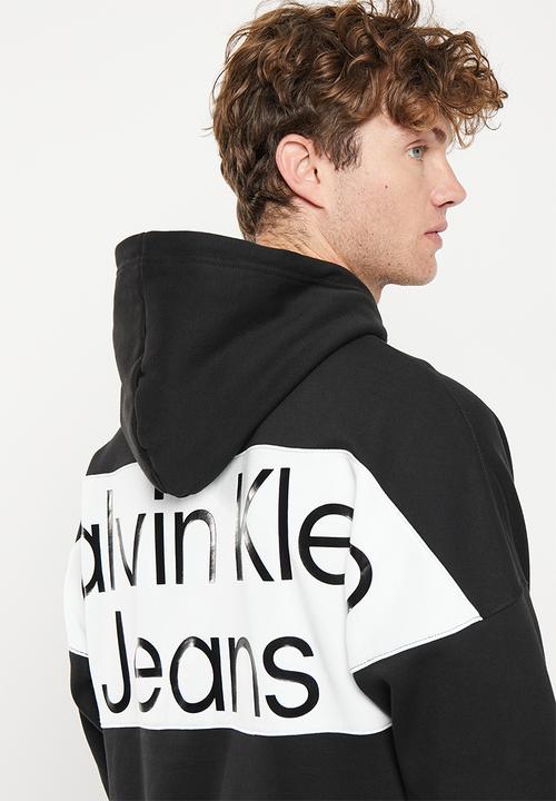 Calvin Klein - Bold logo colorblock hoodie - black