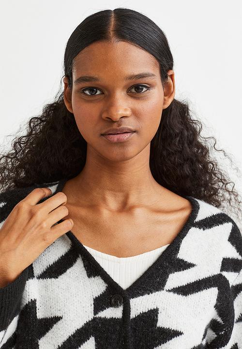 H&M - Knitted cardigan - black/dogtooth-patterned