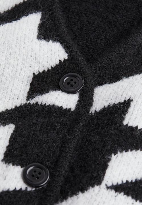 H&M - Knitted cardigan - black/dogtooth-patterned