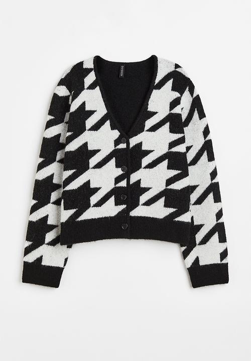 H&M - Knitted cardigan - black/dogtooth-patterned