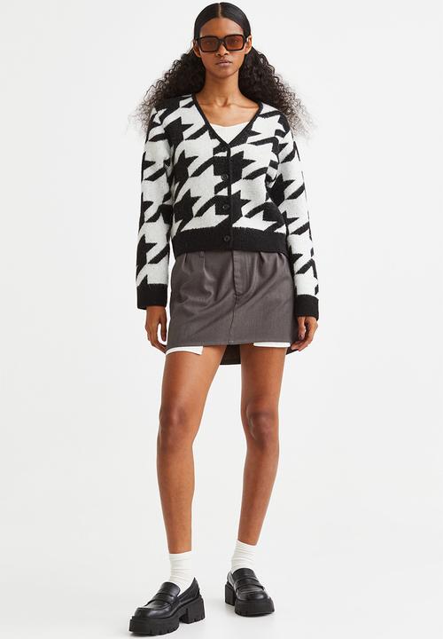 H&M - Knitted cardigan - black/dogtooth-patterned